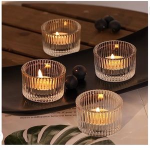 Ribbed Glass Tea Light Holders